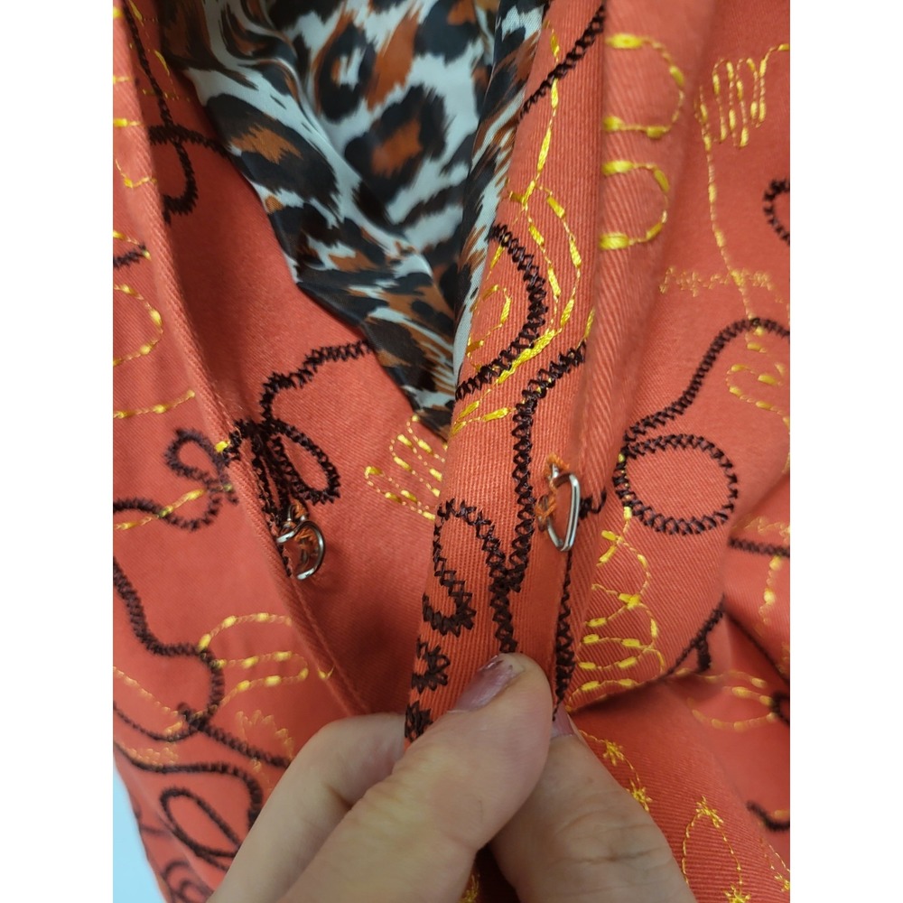 Vtg Cambridge Dry Goods Geometric Embroidered Autumn 1 Hook Blazer Jacket Sz 2X - Picture 5 of 8